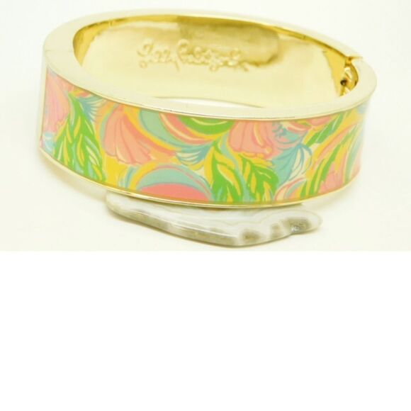 Lilly Pulitzer NWT Gold Tone Floral Hinged Bangle Bracelet - Picture 4 of 11